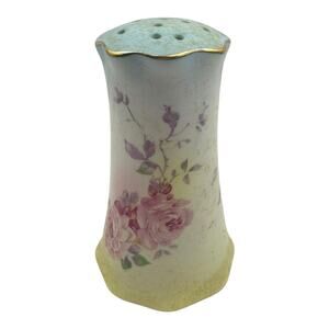 Antique RS Prussia Hatpin Holder - Hand-Painted Floral, Gold Trim, Porcelain‎